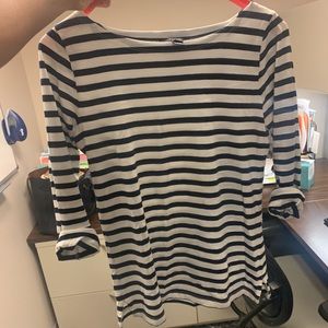 J crew black/white striped crew neck tee